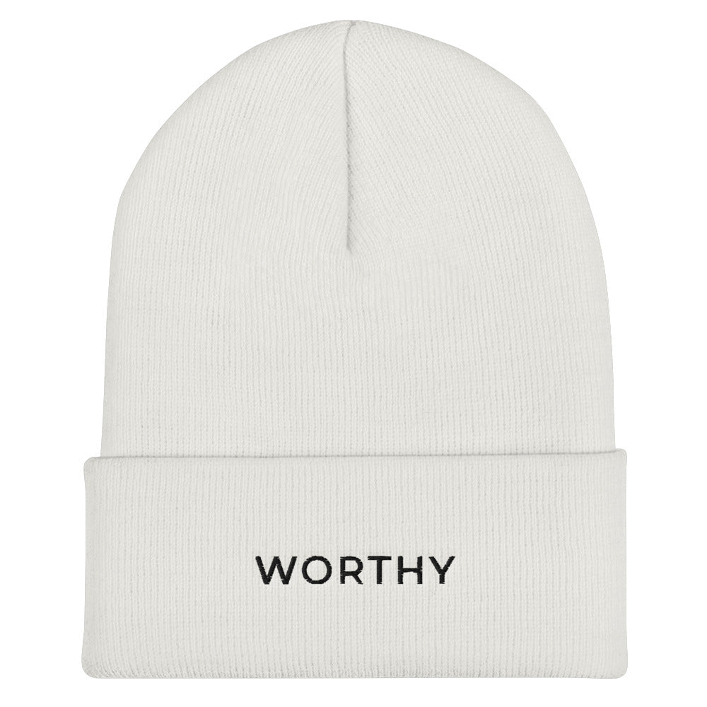 White WORTHY Beanie