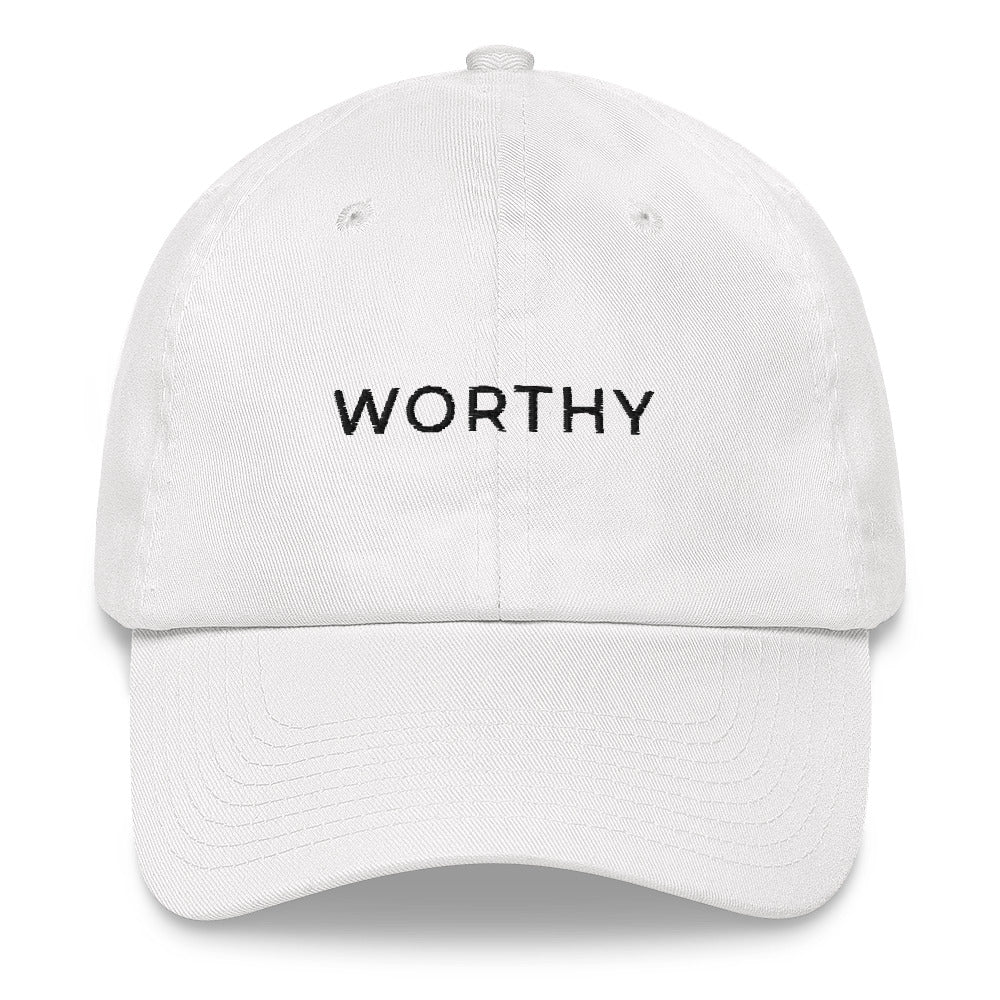 White WORTHY Dad Hat